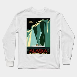 Alaska Taku Glacier Art Deco Advertisement Vintage Steamship Long Sleeve T-Shirt